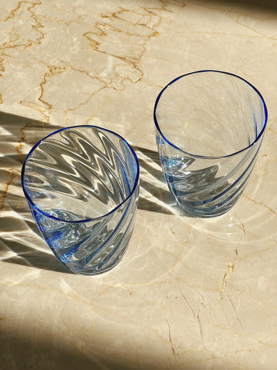 Zafferano - Torson vandglas | Lyseblå swirl - 2 stk. Zafferano