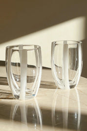 Zafferano - Gessato vandglas | Hvide striber - Sæt 2 stk. Zafferano